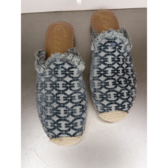 Sam Edelman Mallory Espadrille Mule Slip On Blue Textured Size 8 Circus NY - Picture 2 of 4